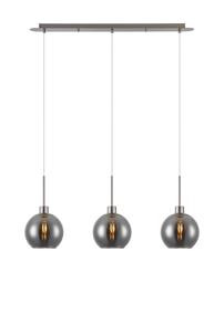 DK1395  Lori Linear Pendant, 3 Light Adjustable E27, Satin Nickel/Smoke Open Mouth Round Globe Shades